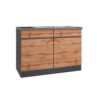 SPÜLENUNTERSCHRANK 120/86/60 cm  in Graphitfarben, Eiche Wotan  - Eiche Wotan/Graphitfarben, Design, Holzwerkstoff (120/86/60cm) - Held