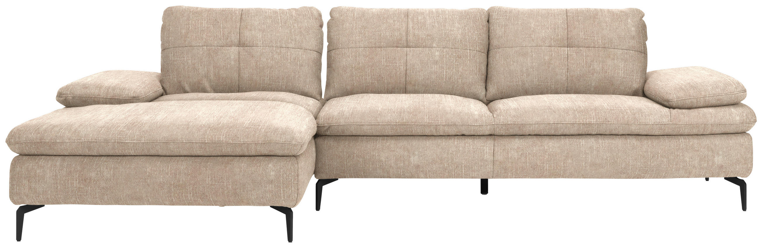 ECKSOFA in Velours Sandfarben  - Sandfarben/Schwarz, Design, Textil/Metall (179/301cm) - Chilliano