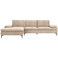 ECKSOFA in Velours Sandfarben  - Sandfarben/Schwarz, Design, Textil/Metall (179/301cm) - Chilliano