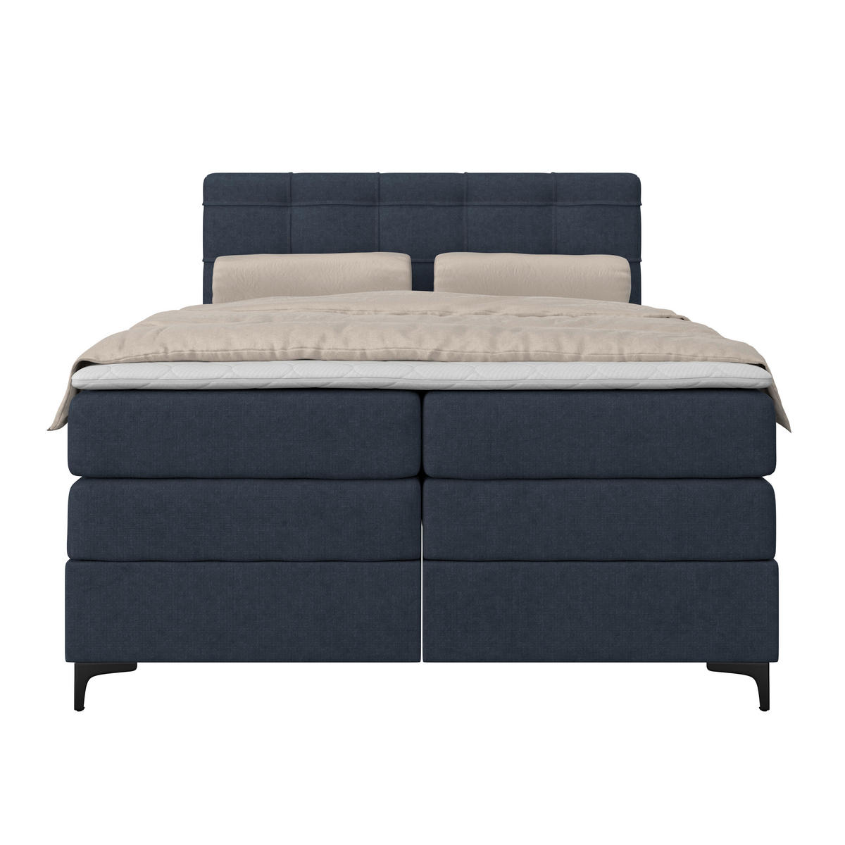 BOXSPRINGBETT 140/200 cm,  in Dunkelblau, H3 = fest  - Schwarz/Dunkelblau, KONVENTIONELL, Kunststoff/Textil (140/200cm)