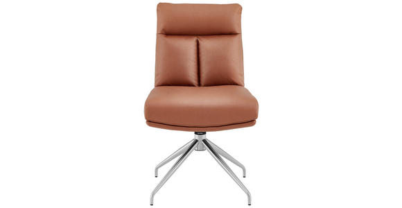 STUHL - Edelstahlfarben/Cognac, Design, Textil/Metall (51,5/89,5/65cm) - Novel