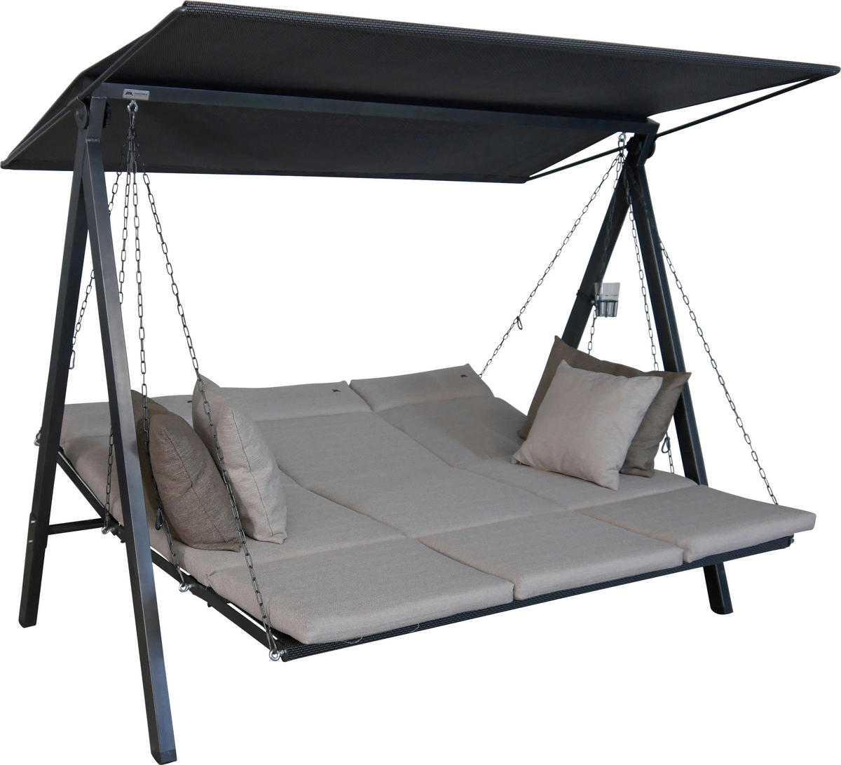 HOLLYWOODSCHAUKEL 210/160/145 cm  - Sandfarben/Dunkelgrau, Basics, Textil/Metall (210/160/145cm) - Boxxx