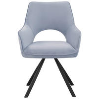 ARMLEHNSTUHL  in Eisen Webstoff  - Schwarz/Hellblau, Design, Textil/Metall (60/85/63cm) - Hom`in
