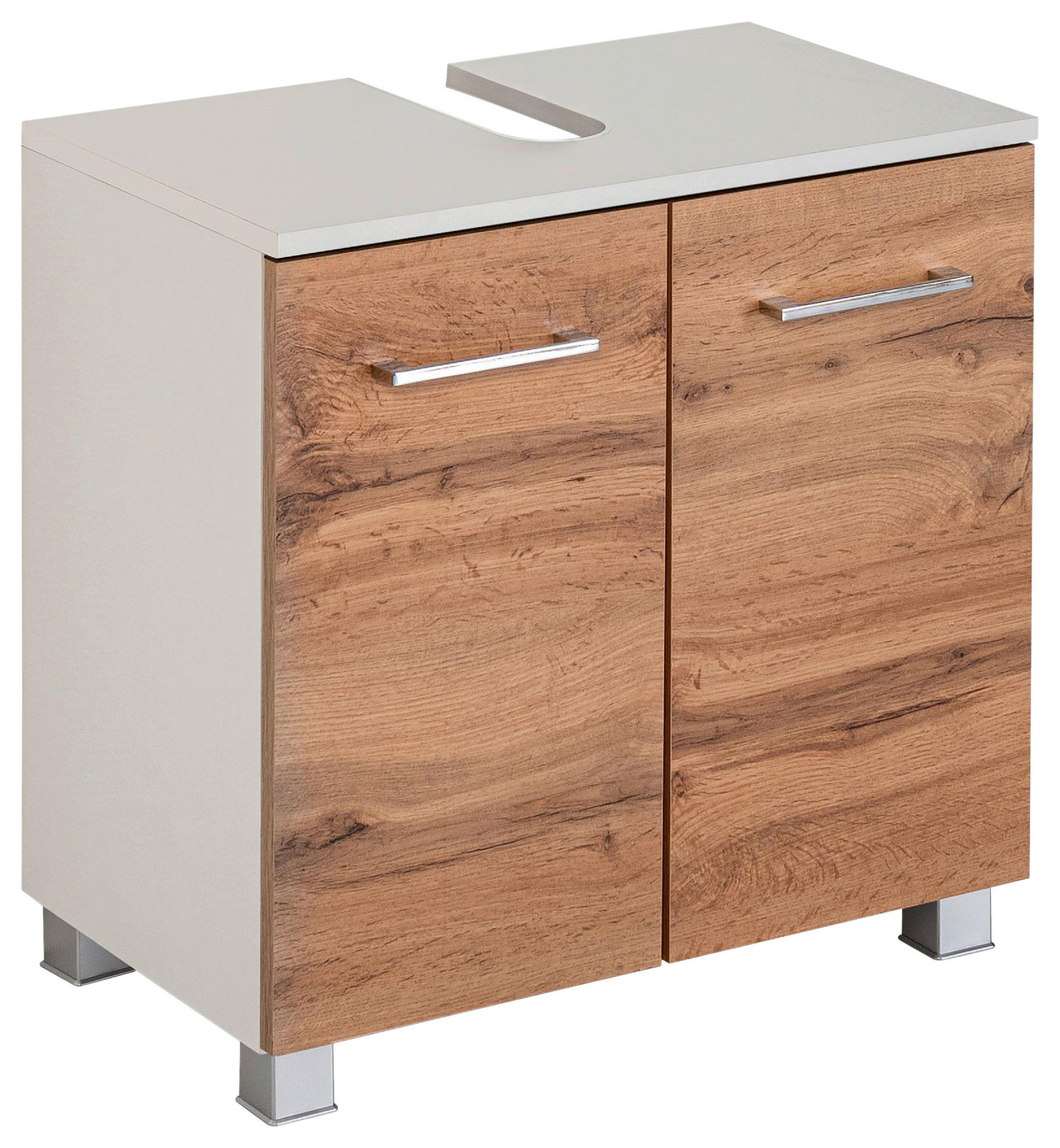 WASCHBECKENUNTERSCHRANK 60/53/35 cm  - Chromfarben/Eiche Wotan, MODERN, Holzwerkstoff/Kunststoff (60/53/35cm) - Held