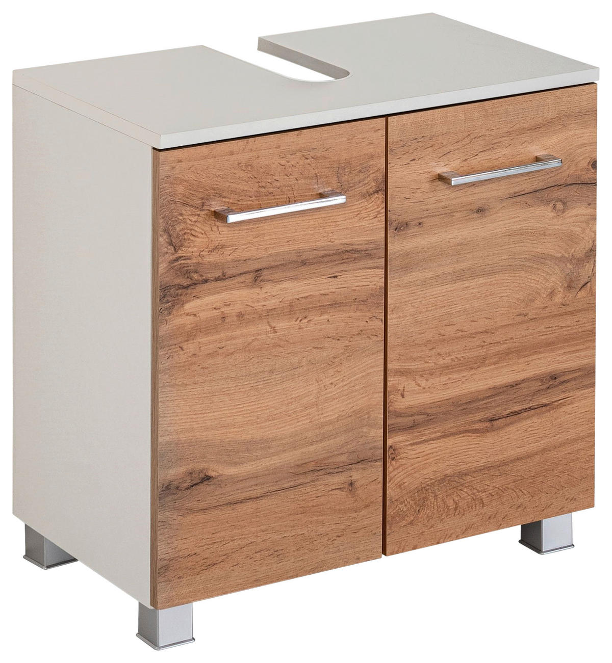 WASCHBECKENUNTERSCHRANK 60/53/35 cm  - Chromfarben/Eiche Wotan, MODERN, Holzwerkstoff/Kunststoff (60/53/35cm) - Held