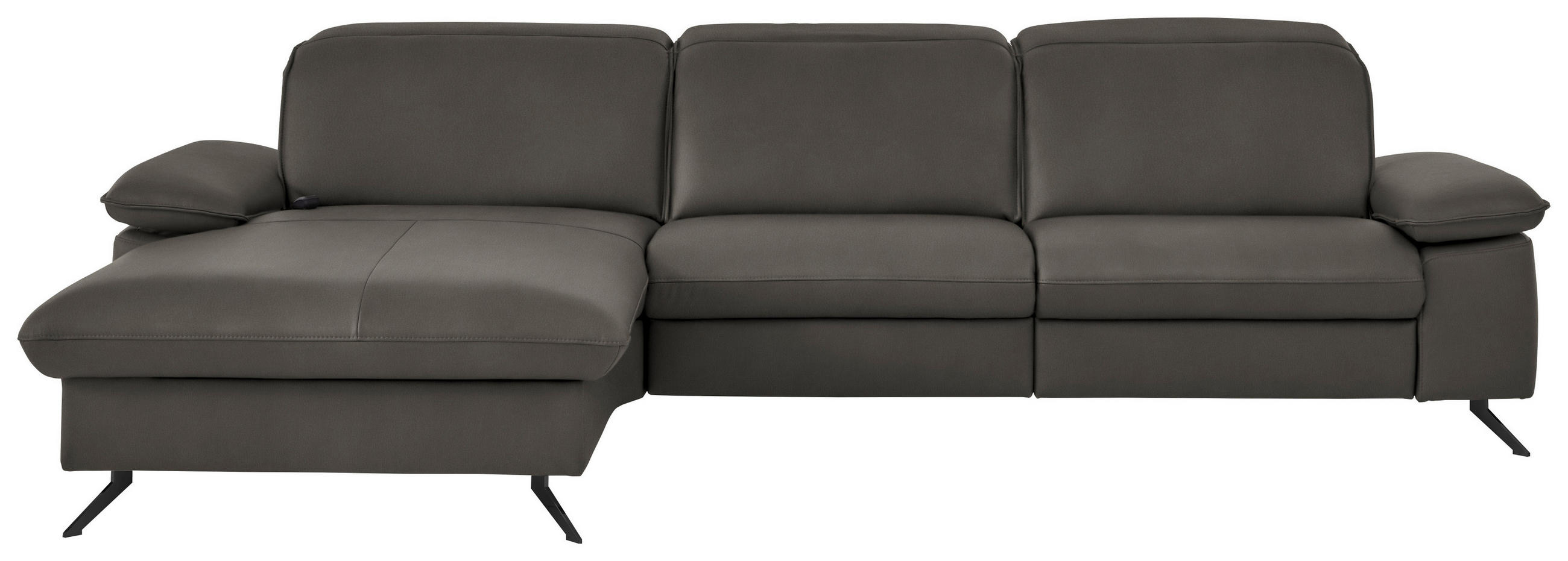 ECKSOFA  Echtleder Taupe  - Taupe/Schwarz, Design, Leder/Metall (169/307cm) - Beldomo Premium