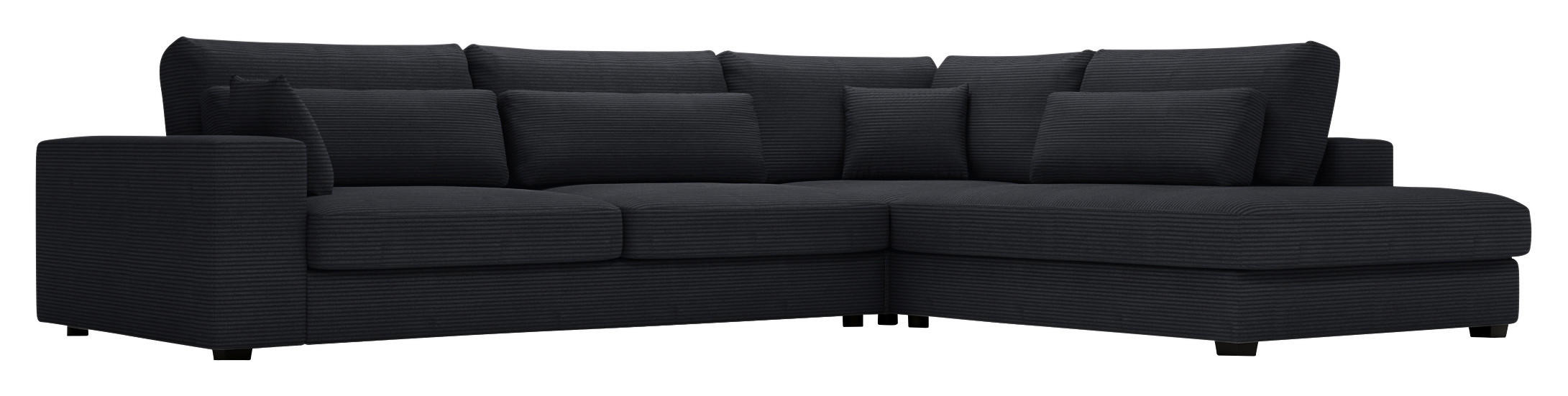 ECKSOFA in Cord Schwarz  - Schwarz, Konventionell, Kunststoff/Textil (314/250cm) - Carryhome