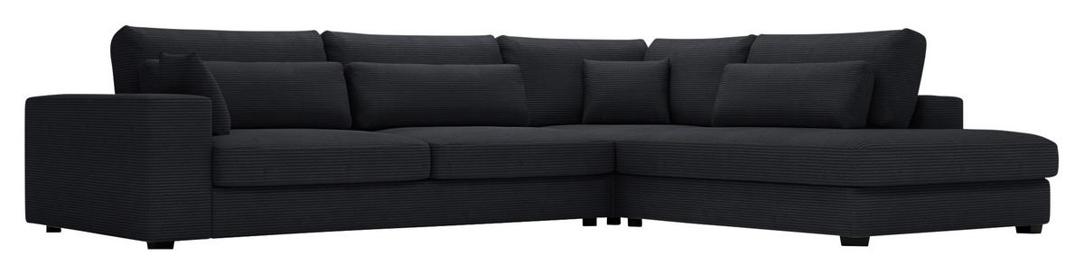 ECKSOFA in Cord Schwarz  - Schwarz, Konventionell, Kunststoff/Textil (314/250cm) - Carryhome