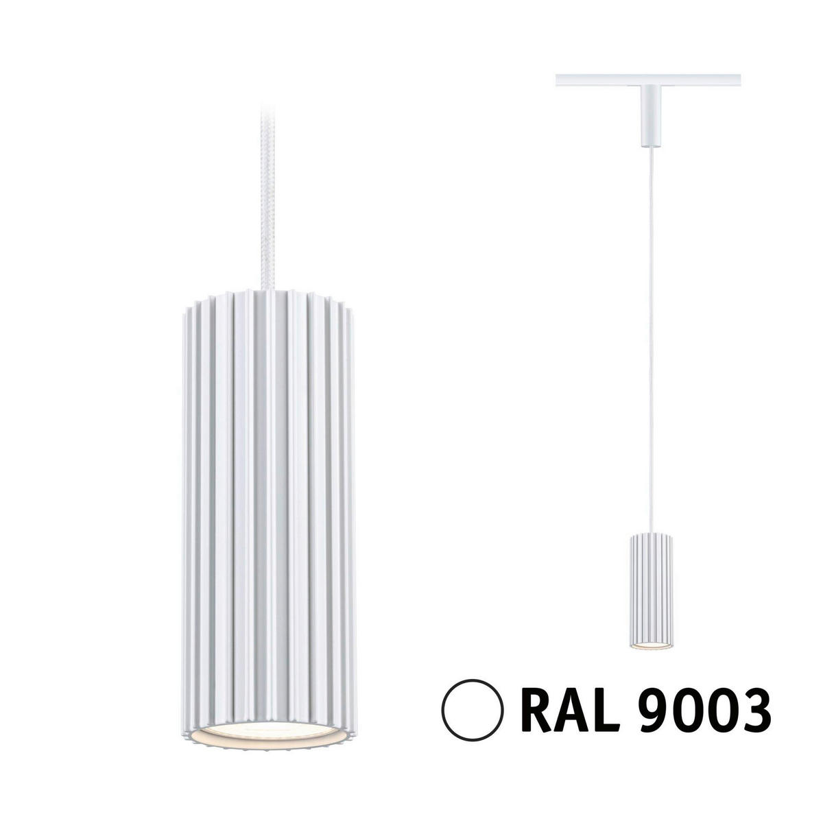 SCHIENENSYSTEM-HÄNGELEUCHTE URail 6,0/126,0 cm  - Weiß, Basics, Metall (6,0/126,0cm) - Paulmann