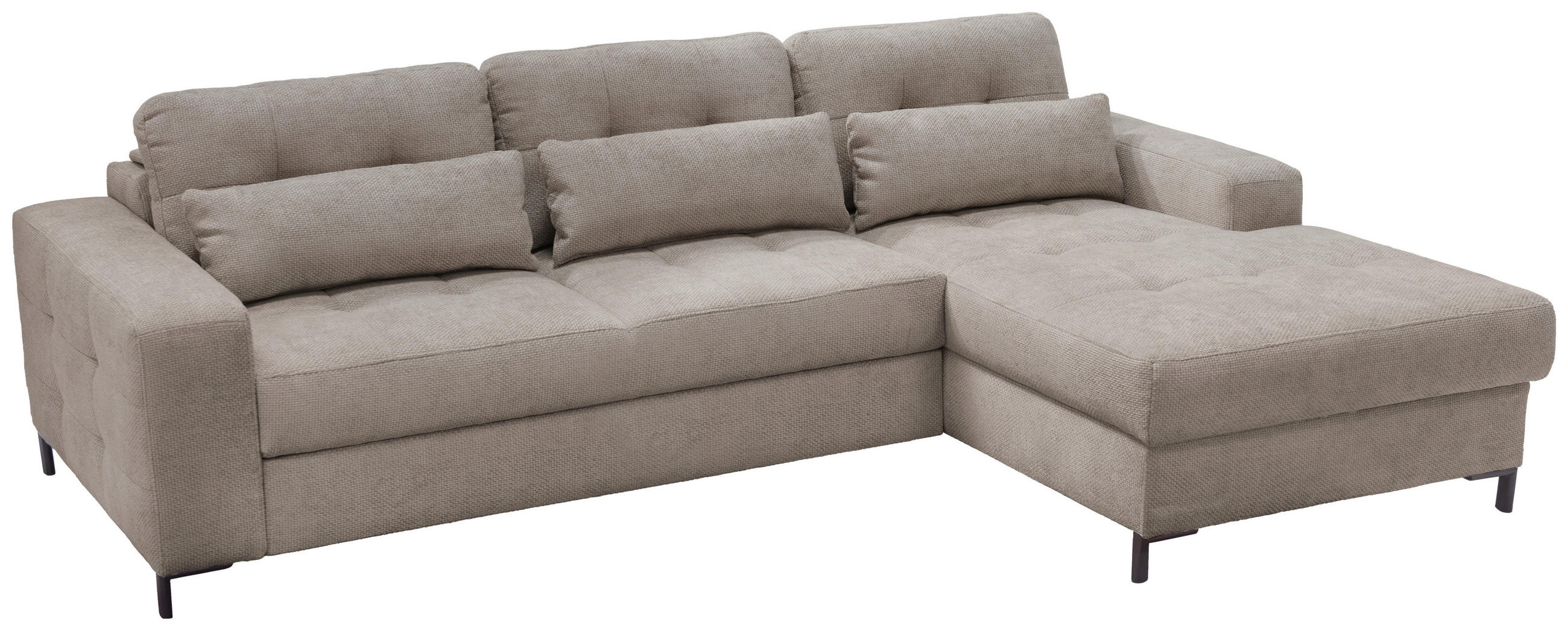 ECKSOFA in Struktur Hellbraun  - Hellbraun/Schwarz, Design, Textil/Metall (255/176cm) - Livetastic