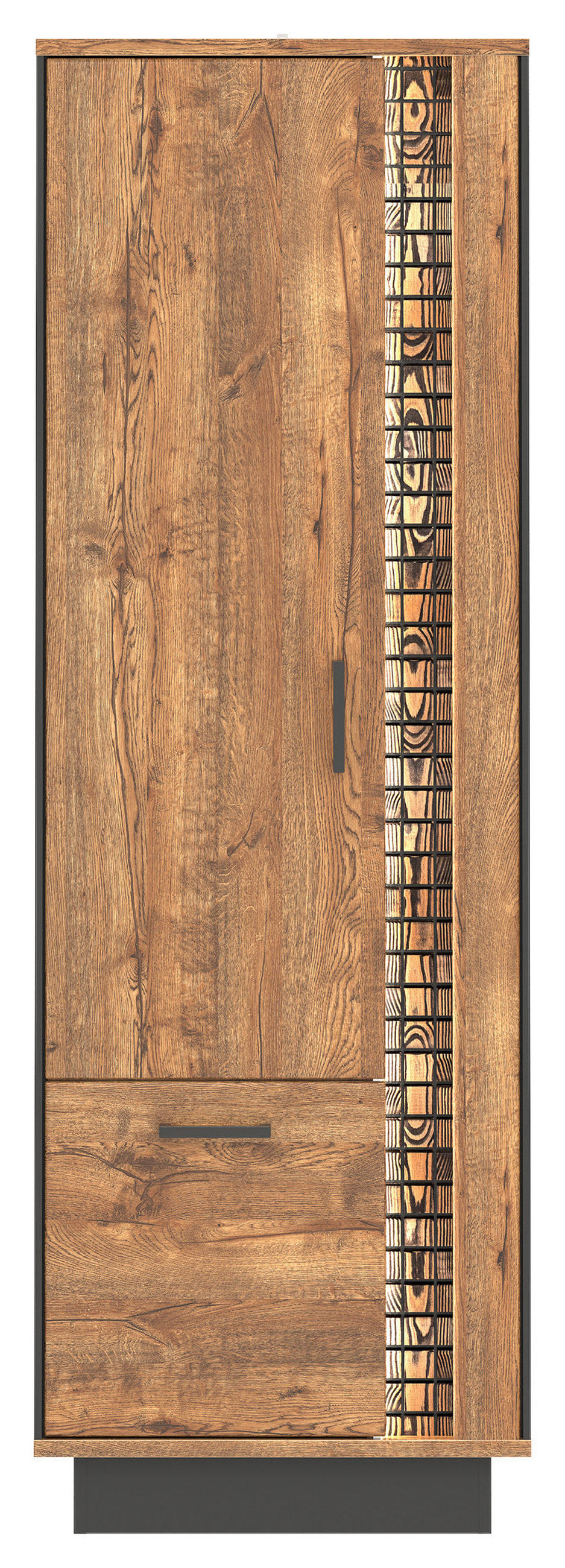 COMODĂ ÎNALTĂ  - culoare lemn stejar/negru, Design, plastic/material pe bază de lemn (192/64/40cm) - MID.YOU