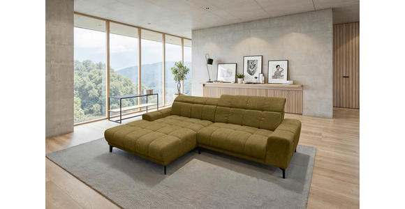 ECKSOFA inkl.Funktionen Olivgrün Chenille  - Schwarz/Olivgrün, MODERN, Textil/Metall (195/300cm) - Xora