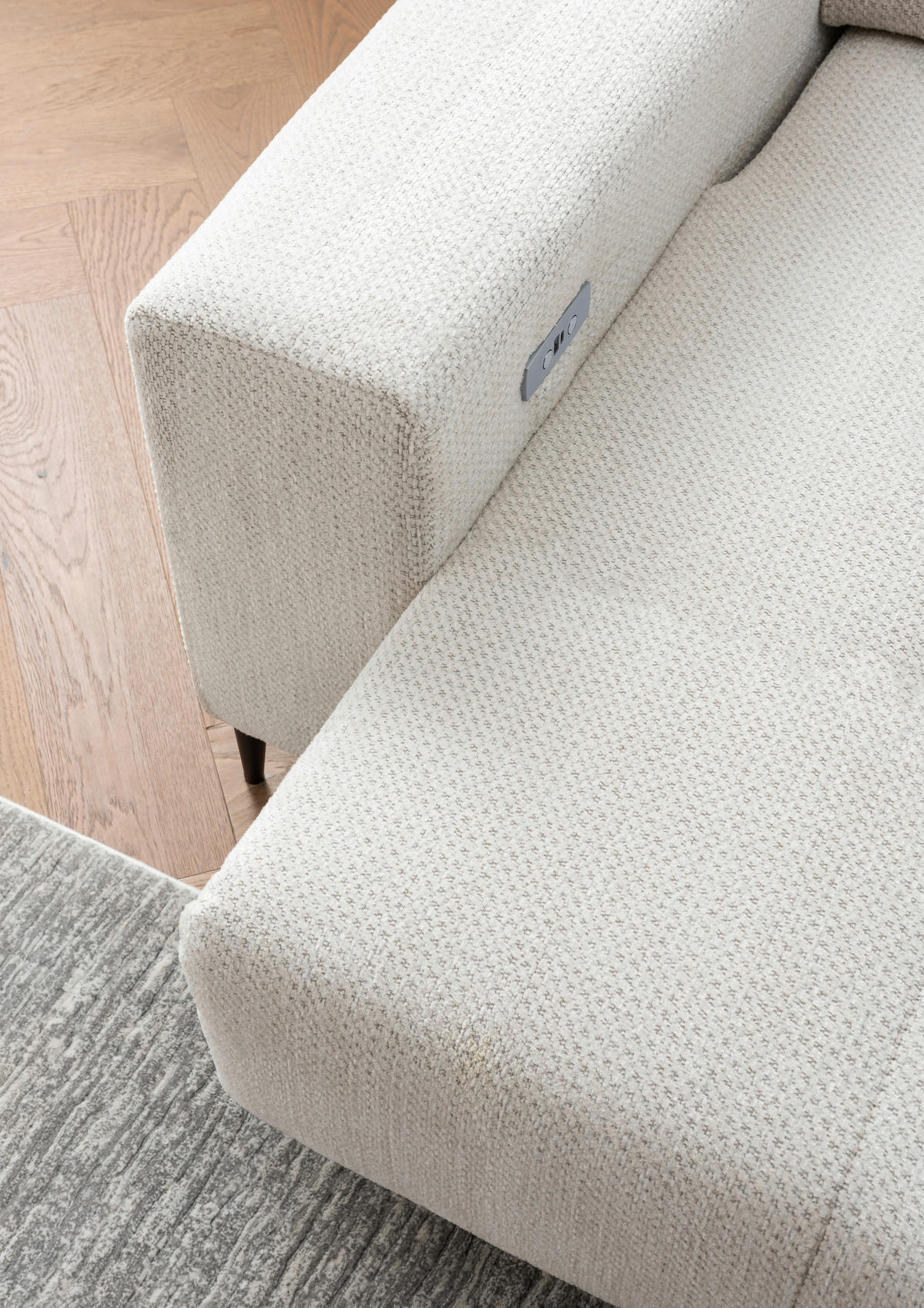 ECKSOFA Chenille Naturfarben  - Schwarz/Naturfarben, Basics, Textil/Metall (250/183cm) - Livetastic