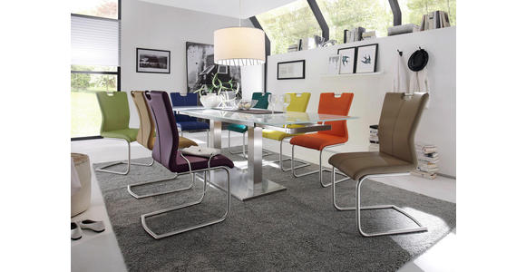 SCHWINGSTUHL Lederlook Edelstahlfarben, Petrol - Edelstahlfarben/Petrol, Design, Textil/Metall (46/98/53cm) - Dieter Knoll