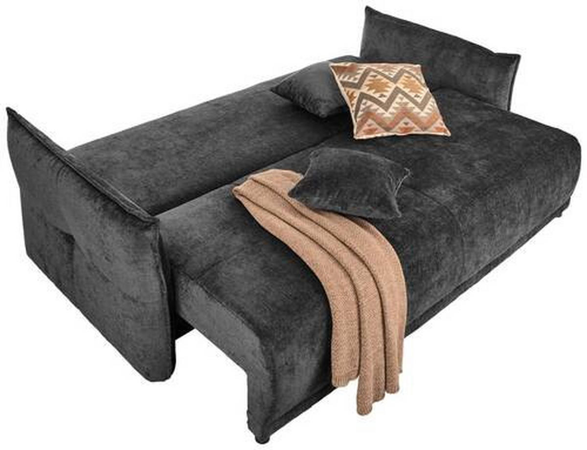 BOXSPRINGSOFA  mit Stoffauswahl, Liegefunktion, Schlafen auf Sitzhöhe, Rücken echt Chenille Dunkelgrau  - Dunkelgrau/Schwarz, MODERN, Kunststoff/Textil (235/95/108cm) - Hom`in