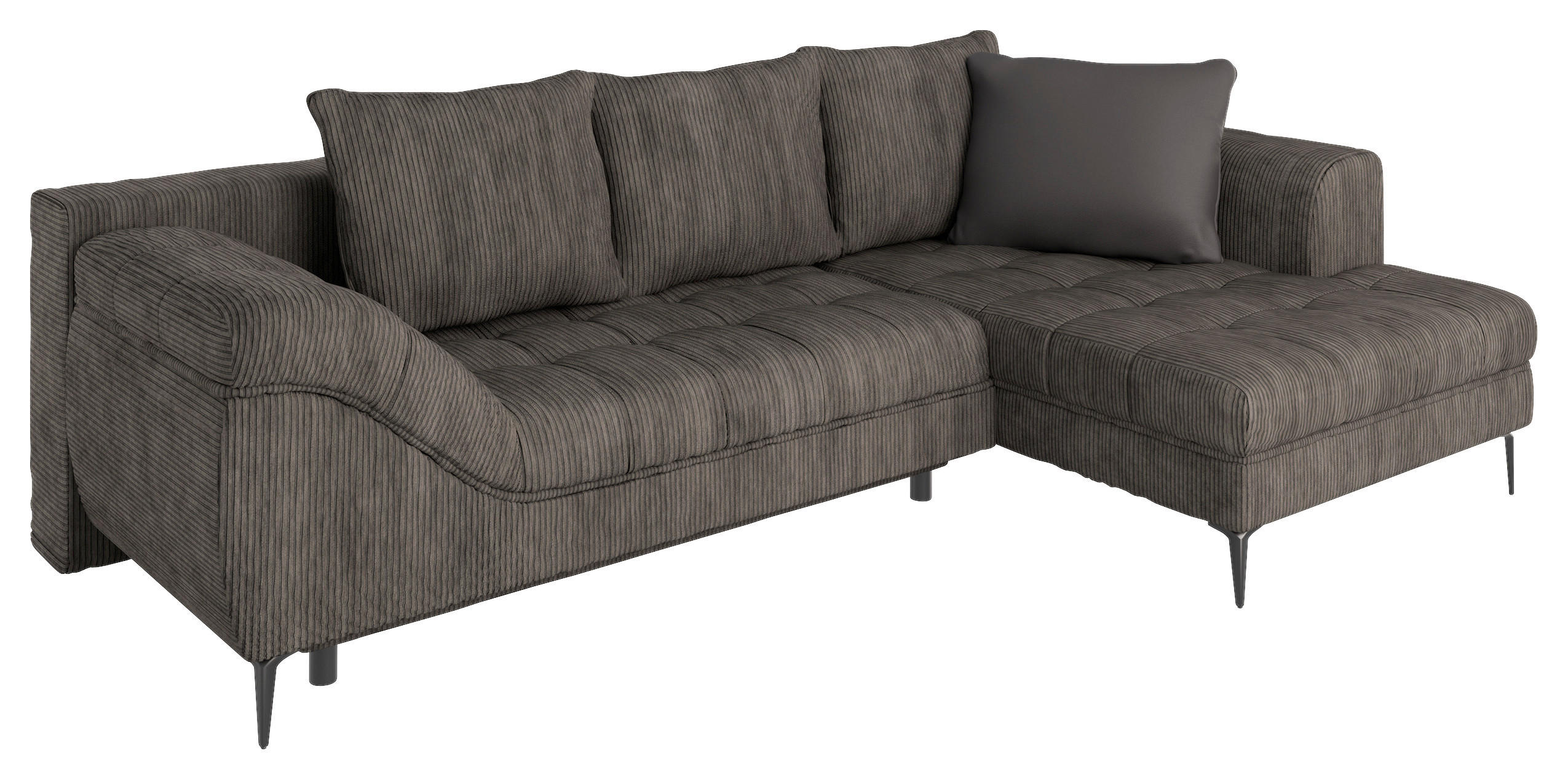 ECKSOFA Braun Cord  - Schwarz/Braun, Design, Textil (276/177cm) - MID.YOU