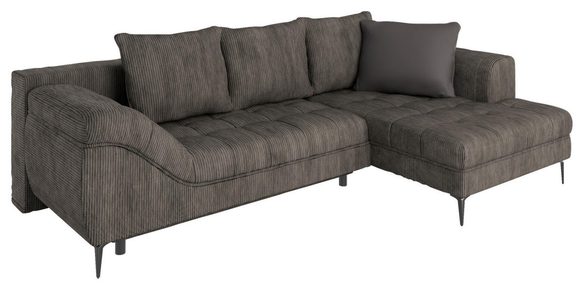 ECKSOFA Braun Cord  - Schwarz/Braun, Design, Kunststoff/Textil (177/276cm) - MID.YOU