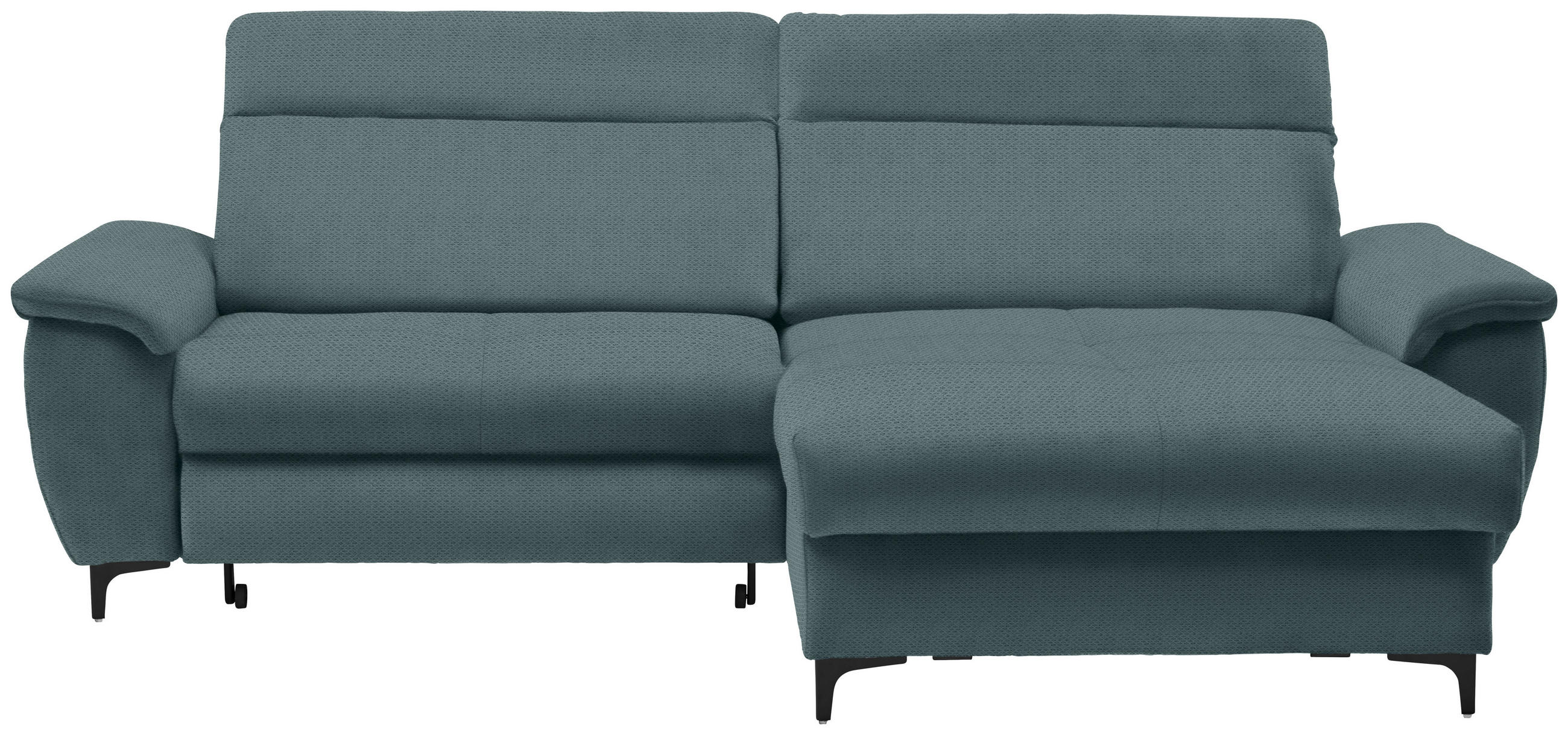ECKSOFA inkl. Funktionen Petrol Chenille  - Petrol/Schwarz, Design, Textil/Metall (185/256cm) - Stylife