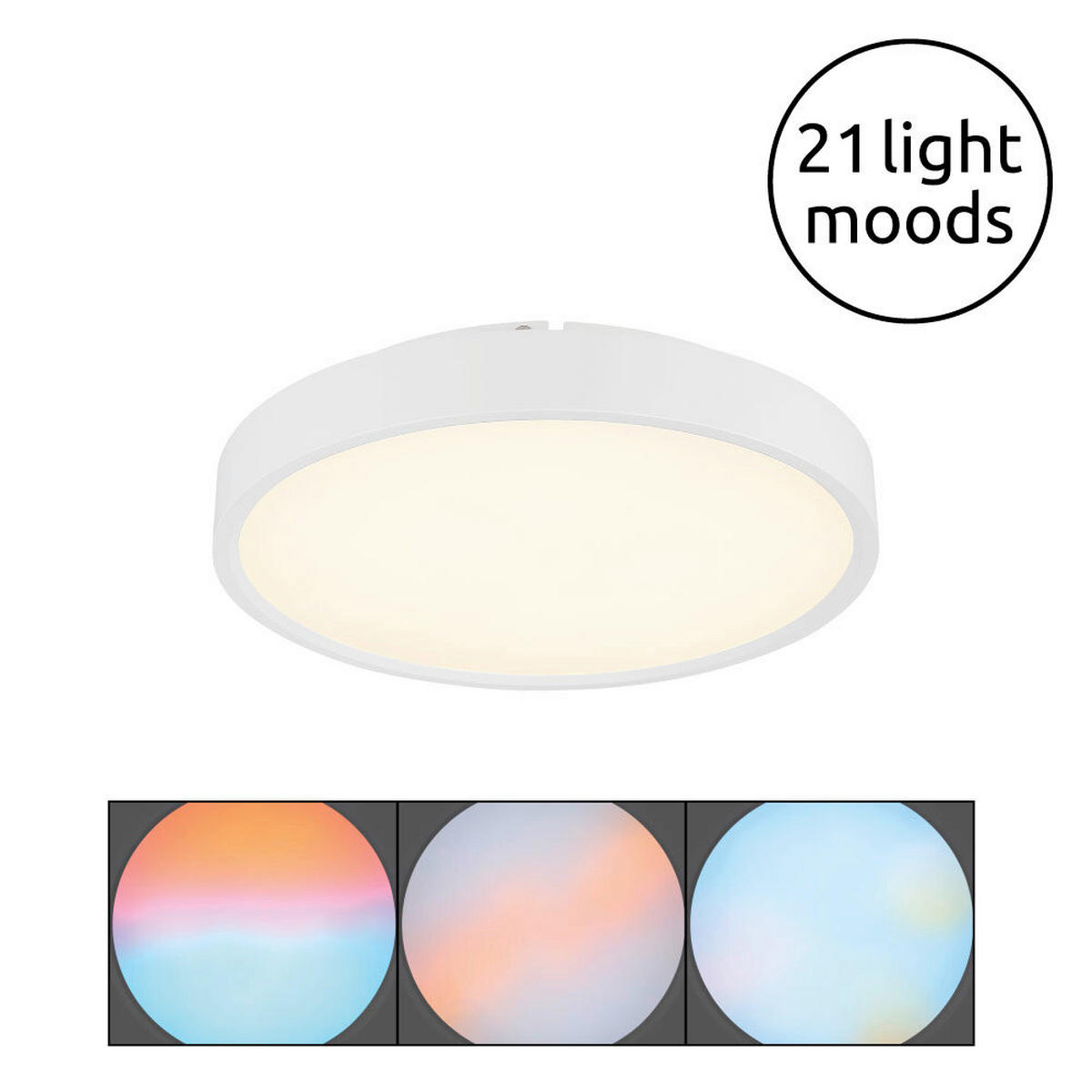 LED-DECKENLEUCHTE Jess 39/7,7 cm  - Opal/Weiß, Design, Kunststoff/Metall (39/7,7cm) - Globo
