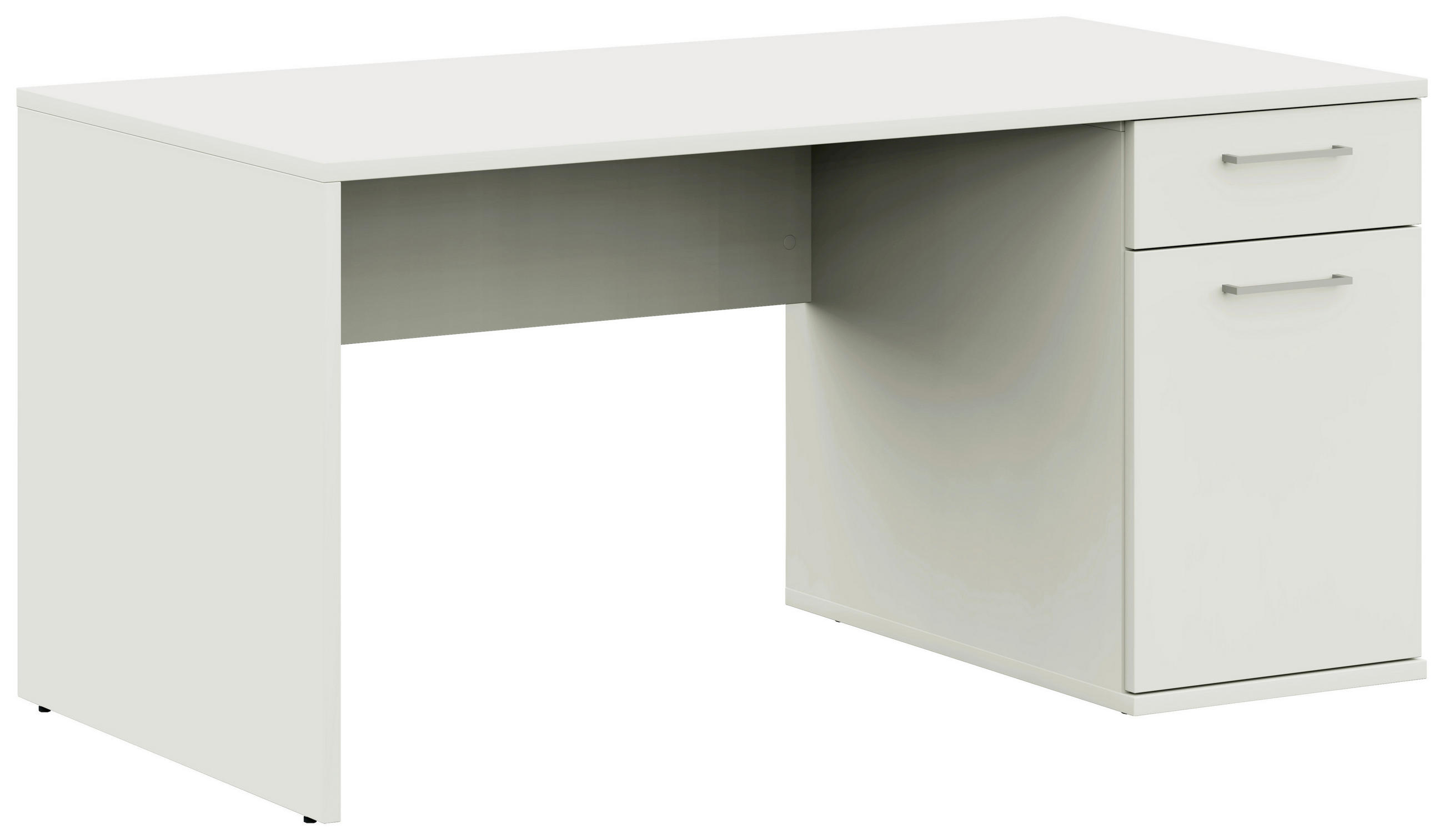 JUGENDSCHREIBTISCH 150/70/72 cm Stauraum, Regal  - Edelstahlfarben/Weiß, Design, Holzwerkstoff/Metall (150/70/72cm) - Cantus