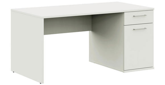 JUGENDSCHREIBTISCH 150/70/72 cm Stauraum, Regal  - Edelstahlfarben/Weiß, Design, Holzwerkstoff/Metall (150/70/72cm) - Cantus