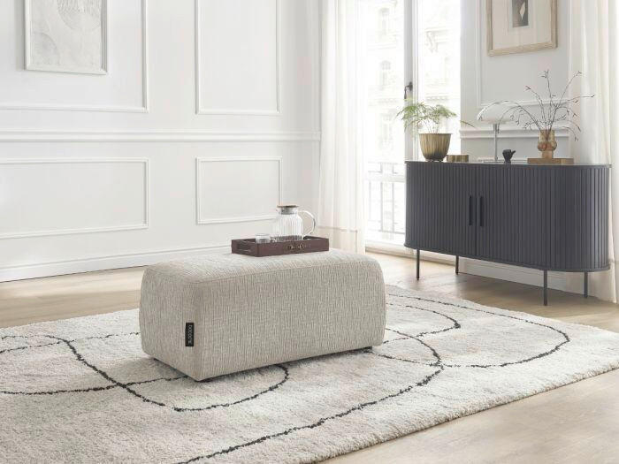 HOCKER ATILLA Struktur Beige  - Beige/Schwarz, MODERN, Kunststoff/Textil (92/44/48cm)
