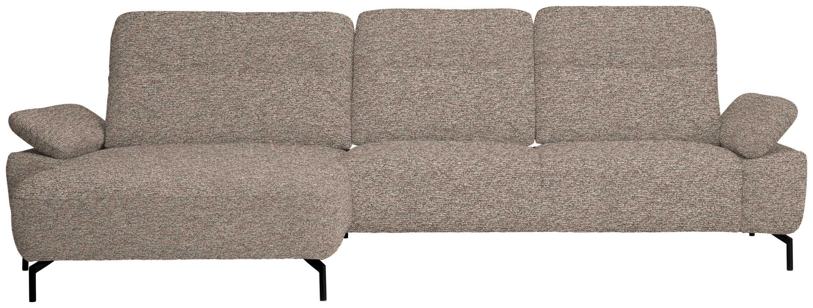 ECKSOFA in Chenille, Flachgewebe Beige  165/318 cm  - Beige/Schwarz, Design, Textil/Metall (165/318cm) - Xora