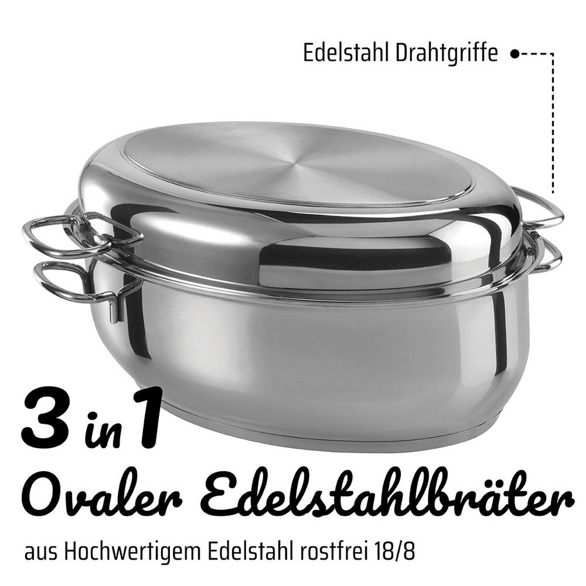 BRÄTER MULTIBRÄTER  - Edelstahlfarben, Basics, Metall (38/25/19,5cm) - GSW