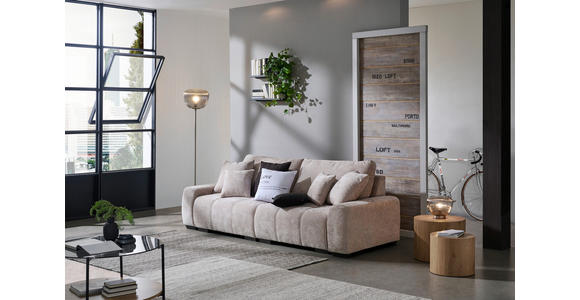 BIGSOFA Chenille Beige  - Dunkelbraun/Beige, KONVENTIONELL, Kunststoff/Textil (250/100/90cm) - Carryhome