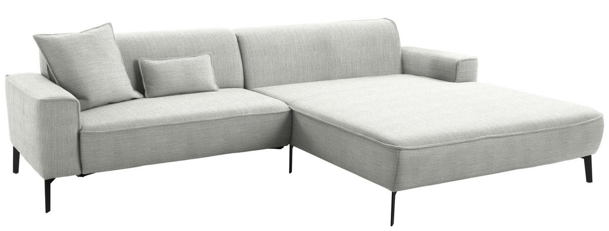 ECKSOFA in Flachgewebe Grau  285/190 cm  - Schwarz/Grau, Design, Textil/Metall (285/190cm) - Johann Jakob