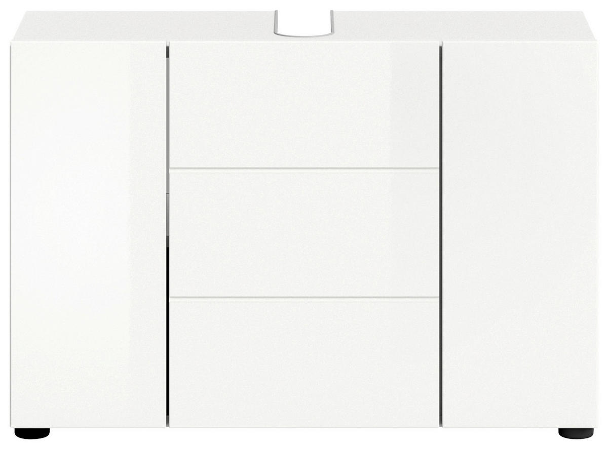 KOPALNICA  bela, bela, visoki sijaj  - črna/bela, Moderno, umetna masa/leseni material (82cm) - MID.YOU