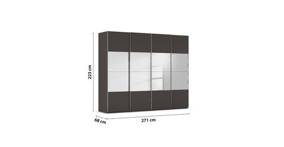 SCHWEBETÜRENSCHRANK  in Graphitfarben  - Chromfarben/Graphitfarben, Design, Holzwerkstoff/Metall (271/223/68cm) - Novel