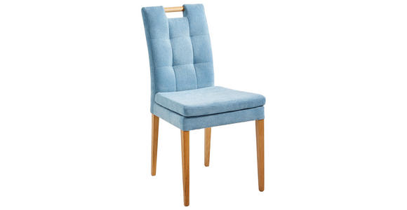 STUHL  in Webstoff Holz, Textil  - Blau/Eichefarben, KONVENTIONELL, Holz/Textil (47/91,5/59cm) - Cantus