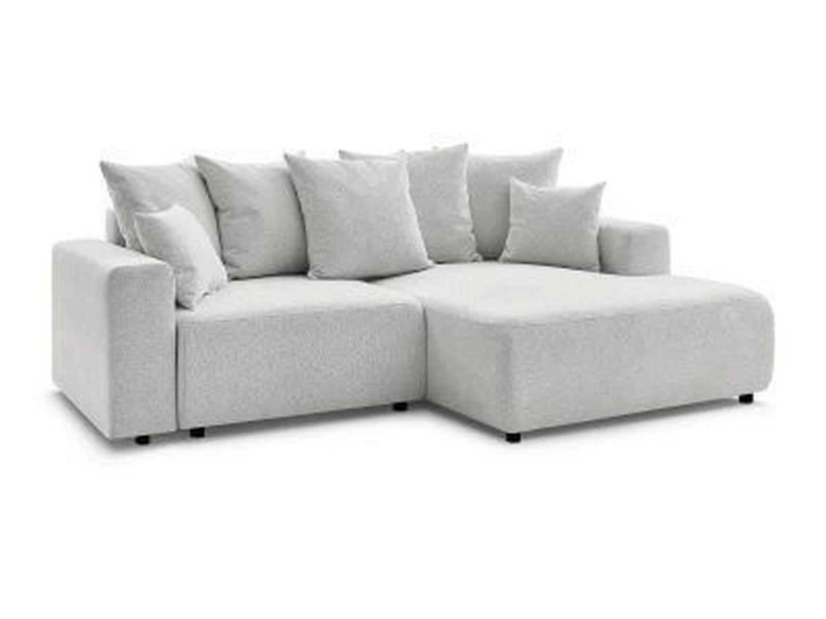 ECKSOFA Ottomane rechts  ATILLA Hellgrau Flachgewebe  - Hellgrau/Schwarz, MODERN, Kunststoff/Textil (244/149cm)