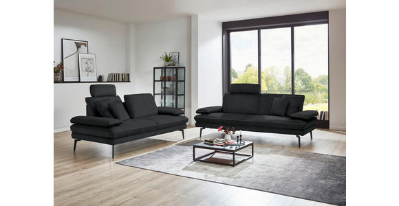 3-SITZER-SOFA in Velours Anthrazit - Anthrazit/Beige, Design, Textil/Metall (222/89/104cm) - Dieter Knoll