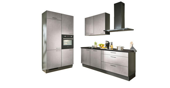 ECKKÜCHE 120/220 cm  in Hellgrau, Graphitfarben, Schwarz  - Chromfarben/Hellgrau, Design, Holzwerkstoff/Metall (120/220cm) - Xora