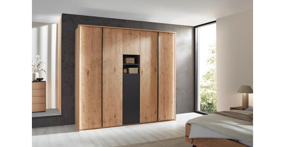 DREHTÜRENSCHRANK 249,6/229,4/59,5 cm,  in Eichefarben, 5-türig  - Eichefarben/Anthrazit, KONVENTIONELL, Holz/Holzwerkstoff (249,6/229,4/59,5cm) - Dieter Knoll