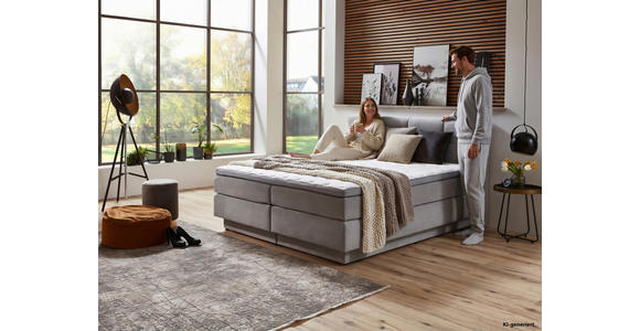 BOXSPRINGBETT 180/200 cm  in Hellgrau  - Hellgrau/Schwarz, KONVENTIONELL, Kunststoff/Textil (180/200cm) - Carryhome