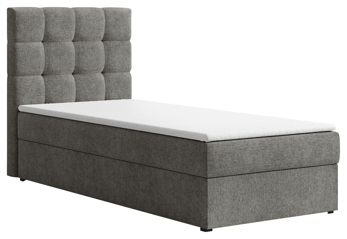 BOXBETT 90/200 cm,  in Anthrazit, Bettkasten, Topper,  - Anthrazit/Schwarz, MODERN, Holz/Kunststoff (90/200cm) - MID.YOU