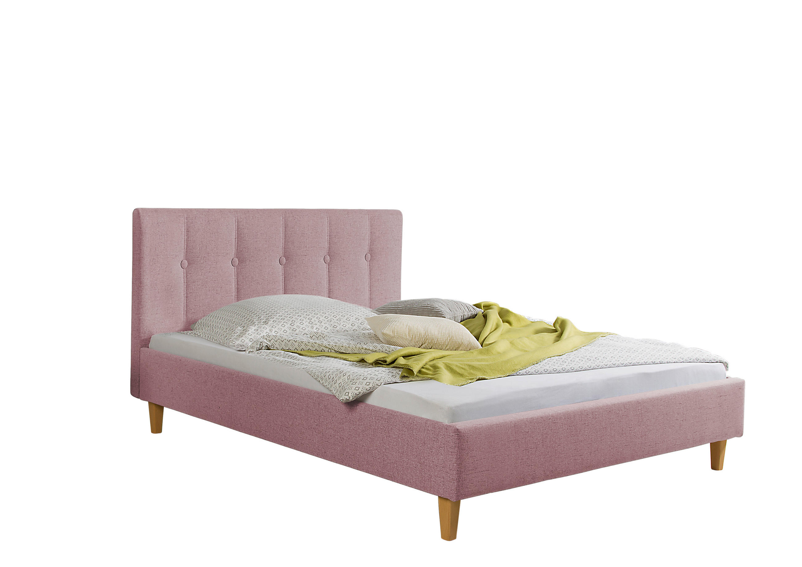 POLSTERBETT  in Rosa,  - Rosa/Naturfarben, MODERN, Holz/Textil (105/99/216cm) - Livetastic
