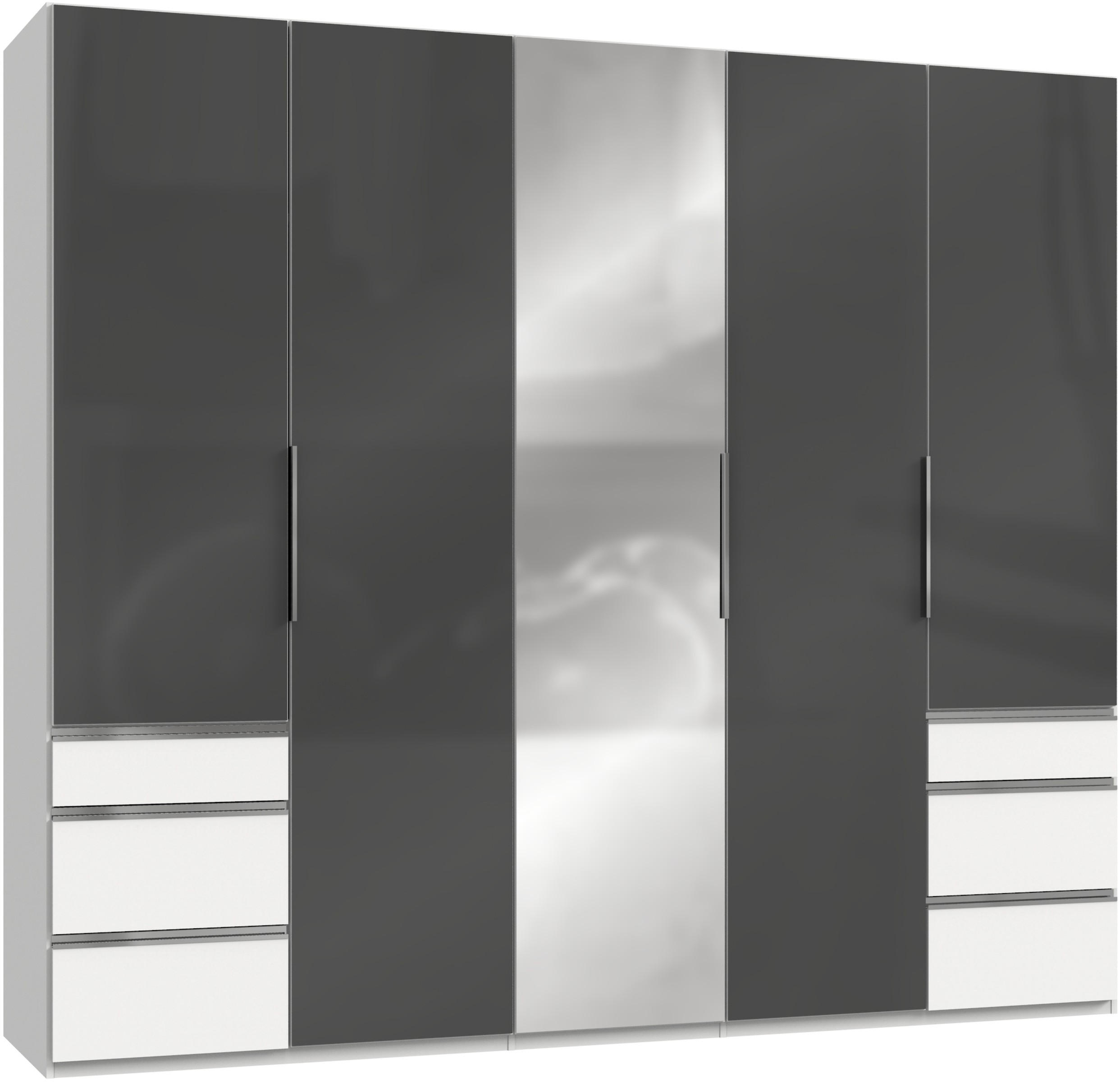DREHTÜRENSCHRANK in Grau, Weiss  - Chromfarben/Weiss, Modern, Glas/Holzwerkstoff (250/216/58cm) - MID.YOU