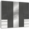 DREHTÜRENSCHRANK in Grau, Weiss  - Chromfarben/Weiss, Modern, Glas/Holzwerkstoff (250/216/58cm) - MID.YOU