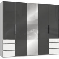 DREHTÜRENSCHRANK in Grau, Weiss  - Chromfarben/Weiss, Modern, Glas/Holzwerkstoff (250/216/58cm) - MID.YOU