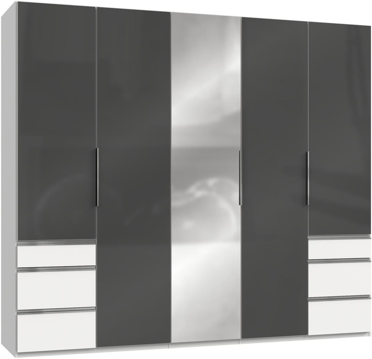 DREHTÜRENSCHRANK in Grau, Weiss  - Chromfarben/Weiss, Modern, Glas/Holzwerkstoff (250/216/58cm) - MID.YOU