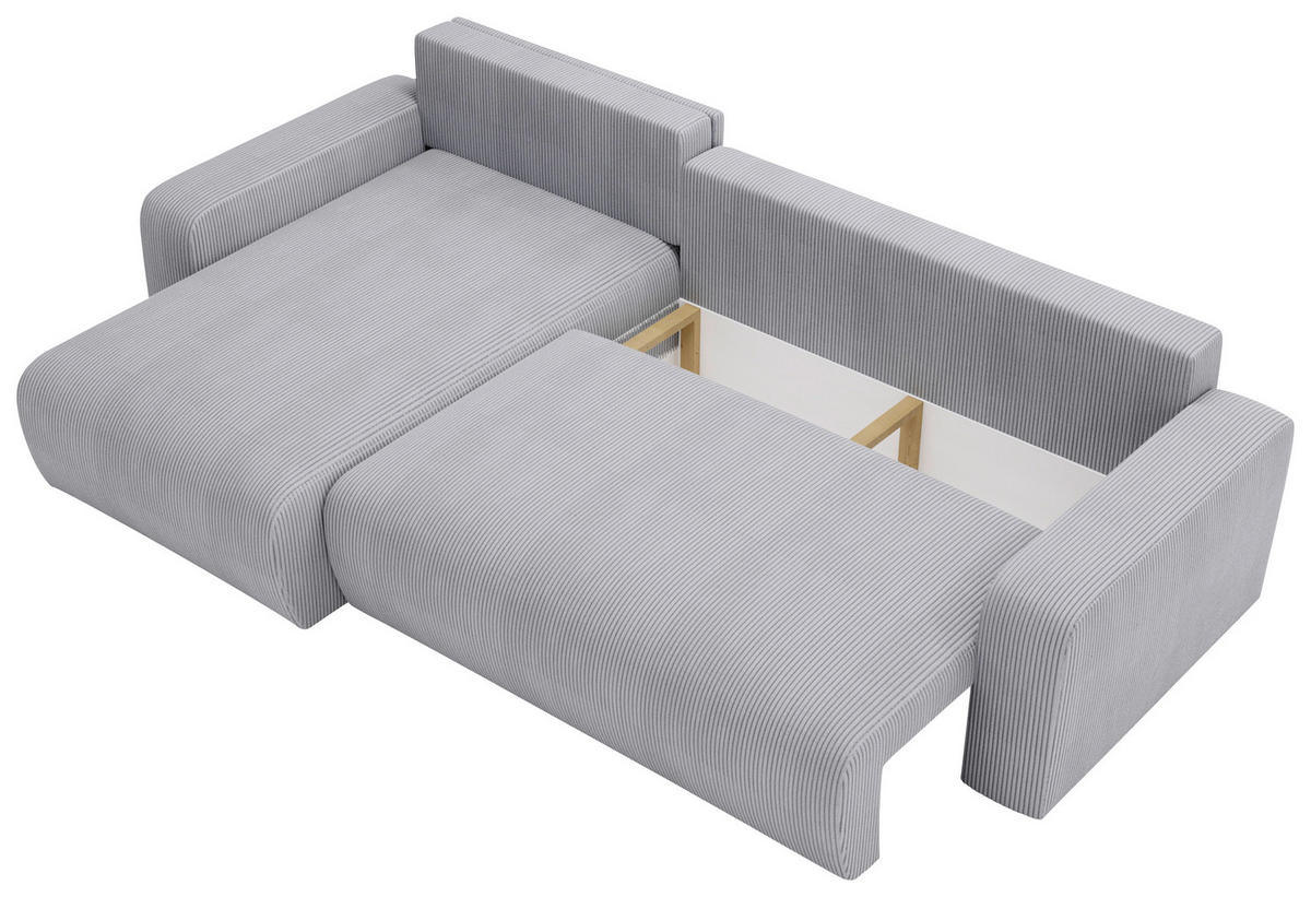 ECKSOFA in Cord Grau  - Schwarz/Grau, Modern, Kunststoff/Textil (150/245cm) - Carryhome