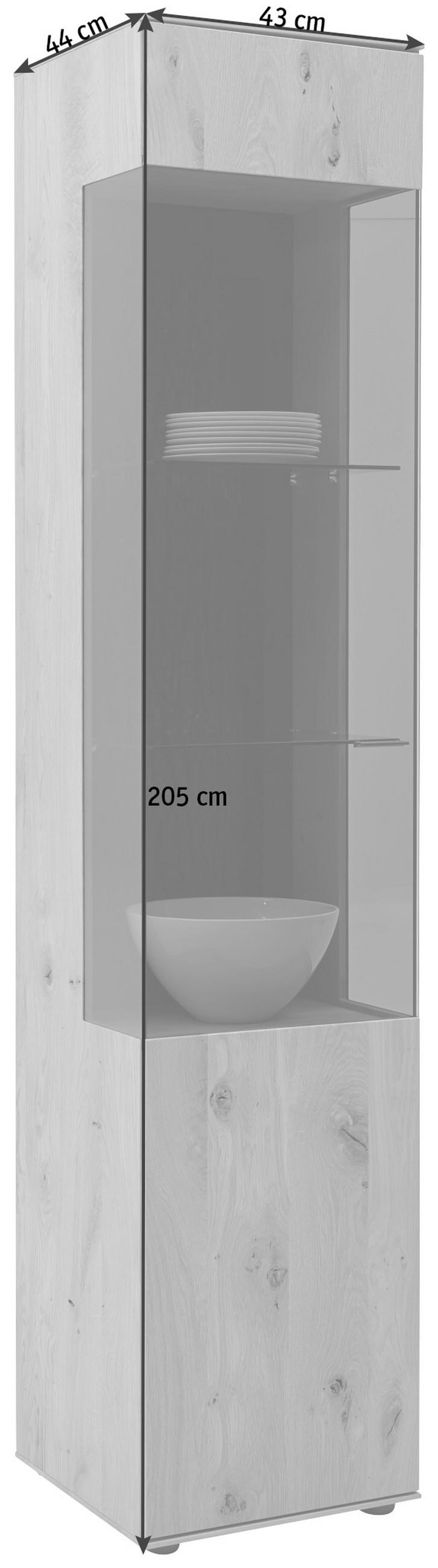 VITRINE in vollmassiv Kerneiche Anthrazit, Eichefarben  - Eichefarben/Anthrazit, Design, Glas/Holz (43/205/44cm) - Valnatura