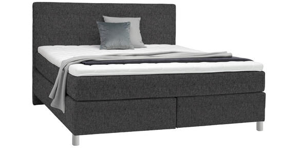 BOXSPRINGBETT 180/200 cm in Dunkelgrau - Chromfarben/Dunkelgrau, KONVENTIONELL, Kunststoff/Textil (180/200cm) - Voleo