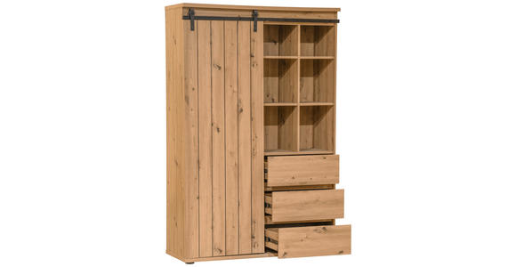HIGHBOARD in 120/182/43 cm - Eichefarben/Schwarz, LIFESTYLE, Holzwerkstoff/Kunststoff (120/182/43cm) - Landscape