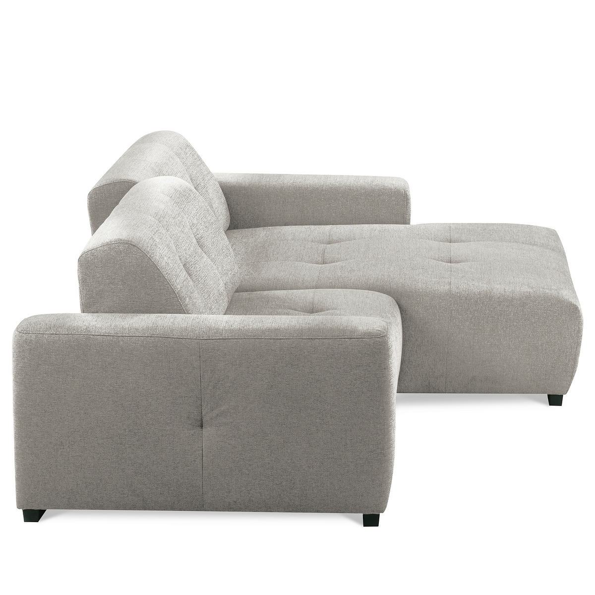 ECKSOFA AUSTIN Hellgrau Flachgewebe Sitztiefenverstellung  - Hellgrau/Schwarz, Design, Kunststoff/Textil (286/169cm) - Livetastic