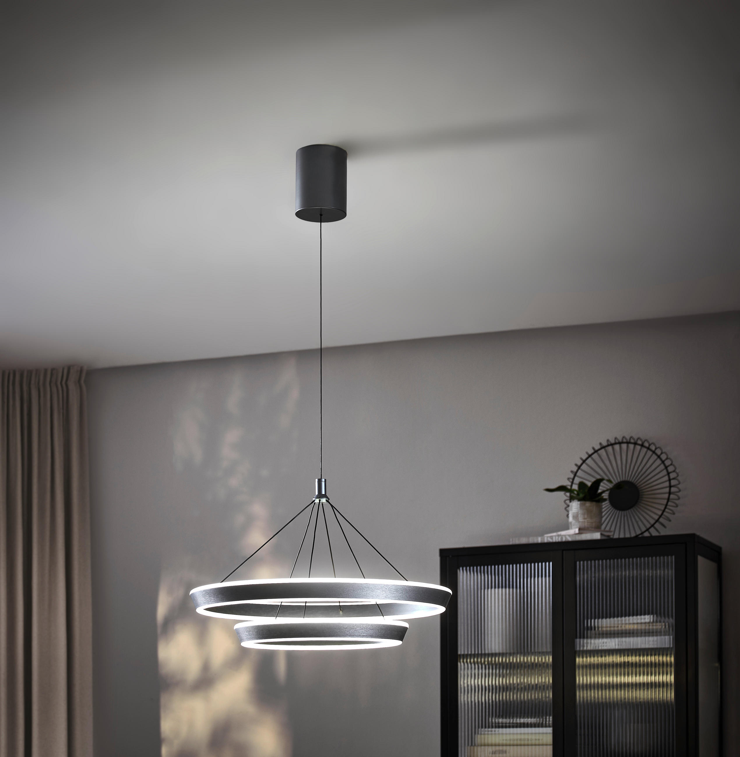 ZÁVĚSNÉ LED SVÍTIDLO, 60/150 cm  - šedá, Lifestyle, kov (60/150cm) - Ambiente